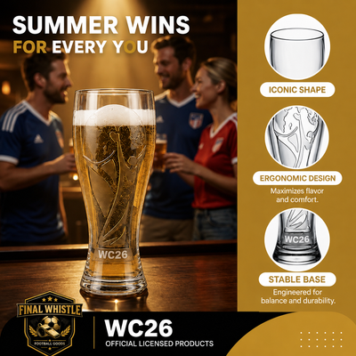 WC26 Match Day Gift Set – 2 Shatterproof Pilsner Cups & Trophy Opener